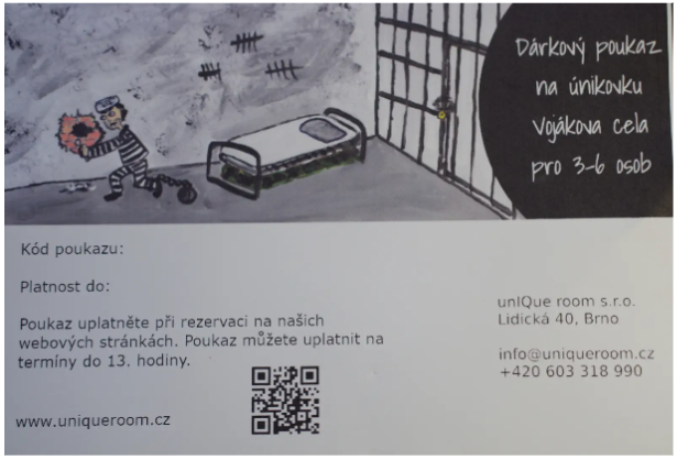 Papírový voucher – Vojákova cela